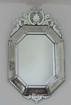 12872.5 Cm, ​​large Venetian Mirror With Beading Period Napoleon Iii, XIX