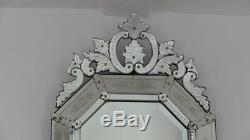 12872.5 Cm, ​​large Venetian Mirror With Beading Period Napoleon Iii, XIX