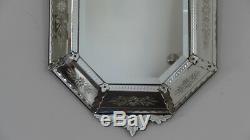 12872.5 Cm, ​​large Venetian Mirror With Beading Period Napoleon Iii, XIX