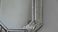 12872.5 Cm, ​​large Venetian Mirror With Beading Period Napoleon Iii, XIX