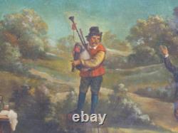 180.578.5 cm, large painting the festive countryside meal, 19th century