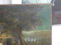 180.578.5 cm, large painting the festive countryside meal, 19th century