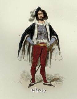 1841 Artist, theater extra, French engraved print, hand-colored, gummed, period piece