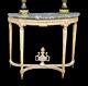 18th Century Louis Xvi Carved And Patinated Wooden Console Table With Marble Top