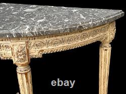 18th Century Louis XVI Carved and Patinated Wooden Console Table with Marble Top