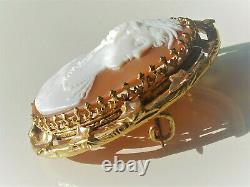 19th Century Ancienne Broche In Gold Metal With Came Coquille