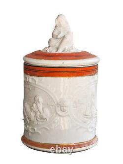 19th Century Ceramic Glazed Pot with Relief Decor