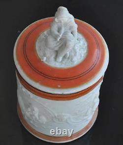 19th Century Ceramic Glazed Pot with Relief Decor