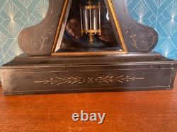 19th Century Clock, Napoleon III Era, Mercury Movement, in Black Marble