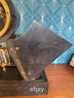 19th Century Clock, Napoleon III Era, Mercury Movement, in Black Marble