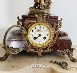 19th Century Clock from the Napoleon III Era, Subject: The Rose, Signed Carlier, Movement AD Mougin