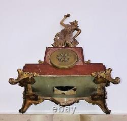 19th Century Clock from the Napoleon III Era, Subject: The Rose, Signed Carlier, Movement AD Mougin