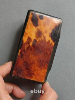 19th Century Compressed Horn Snuff Box with Tortoiseshell Veneer