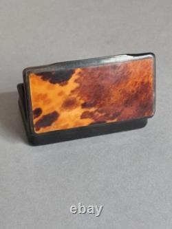 19th Century Compressed Horn Snuff Box with Tortoiseshell Veneer