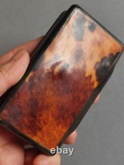 19th Century Compressed Horn Snuff Box with Tortoiseshell Veneer