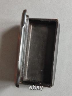 19th Century Compressed Horn Snuff Box with Tortoiseshell Veneer