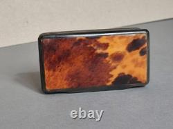19th Century Compressed Horn Snuff Box with Tortoiseshell Veneer