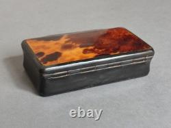 19th Century Compressed Horn Snuff Box with Tortoiseshell Veneer