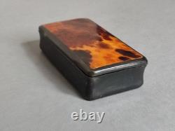 19th Century Compressed Horn Snuff Box with Tortoiseshell Veneer