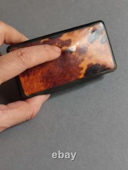 19th Century Compressed Horn Snuff Box with Tortoiseshell Veneer