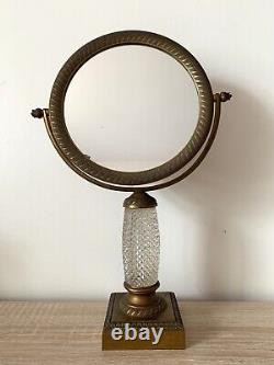 19th Century Crystal Mirror Cut Mounted Bronze Golden Era Charles X