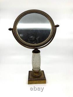 19th Century Crystal Mirror Cut Mounted Bronze Golden Era Charles X