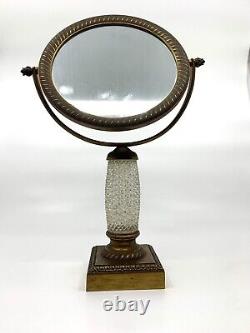 19th Century Crystal Mirror Cut Mounted Bronze Golden Era Charles X