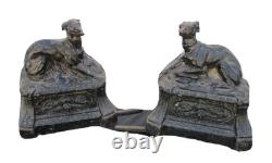 19th Century Greyhound Andirons Sculpture