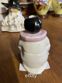 19th Century Inkwell with Pen Holder, Porcelain, Pierrot Decor by Henri Delcourt