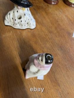 19th Century Inkwell with Pen Holder, Porcelain, Pierrot Decor by Henri Delcourt