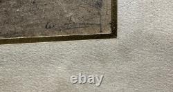 19th Century Old Drawing Signed View of Half-Timbered Houses from the Middle Ages