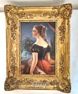 19th Century Painting and Frame, Romantic Oil Painting circa 1830/1840