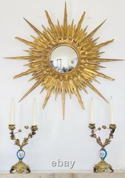 19th Century Solid Gilded Bronze Candle Holders / Candelabras with Porcelain Stems