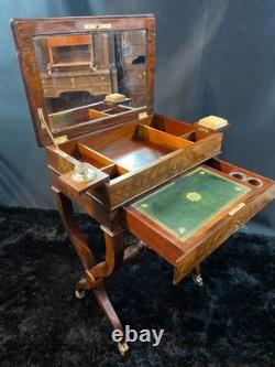 19th Century Writing Desk in Mahogany from the Louis-Philippe Era with Candlestick & Inkwell
