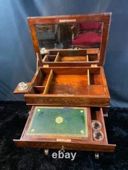 19th Century Writing Desk in Mahogany from the Louis-Philippe Era with Candlestick & Inkwell