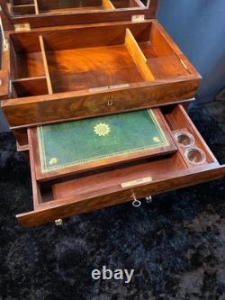 19th Century Writing Desk in Mahogany from the Louis-Philippe Era with Candlestick & Inkwell