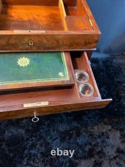 19th Century Writing Desk in Mahogany from the Louis-Philippe Era with Candlestick & Inkwell