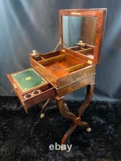 19th Century Writing Desk in Mahogany from the Louis-Philippe Era with Candlestick & Inkwell