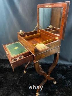 19th Century Writing Desk in Mahogany from the Louis-Philippe Era with Candlestick & Inkwell