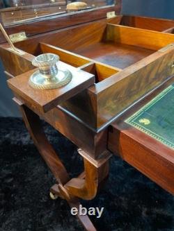 19th Century Writing Desk in Mahogany from the Louis-Philippe Era with Candlestick & Inkwell