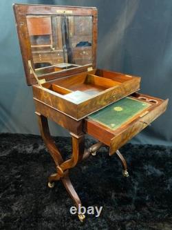 19th Century Writing Desk in Mahogany from the Louis-Philippe Era with Candlestick & Inkwell