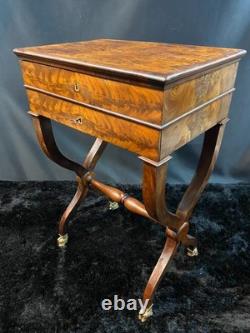 19th Century Writing Desk in Mahogany from the Louis-Philippe Era with Candlestick & Inkwell