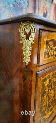 19th-century secretary desk / fine wood marquetry, Louis XV style