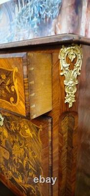 19th-century secretary desk / fine wood marquetry, Louis XV style