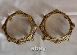 2 Gilded Bronze Bases, Mount for Vase, Sculpture Lamp 19th Century Asia