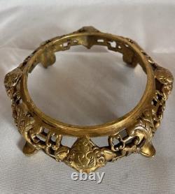 2 Gilded Bronze Bases, Mount for Vase, Sculpture Lamp 19th Century Asia