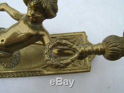 2 Gilt Bronze Sconces Louis XVI Cherubs Time XIX Em Electrification Recen