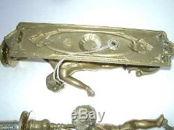 2 Gilt Bronze Sconces Louis XVI Cherubs Time XIX Em Electrification Recen