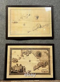 2 Superb and Large Geographical Maps of Naples and Surroundings from the 19th Century