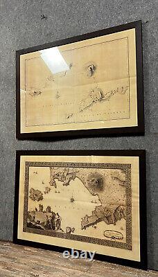 2 Superb and Large Geographical Maps of Naples and Surroundings from the 19th Century